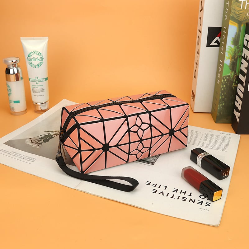 Geantă de machiaj PU - (Material PU, Formă orizontală pătrată, Închidere cu fermoar, Căptușeală din poliester)