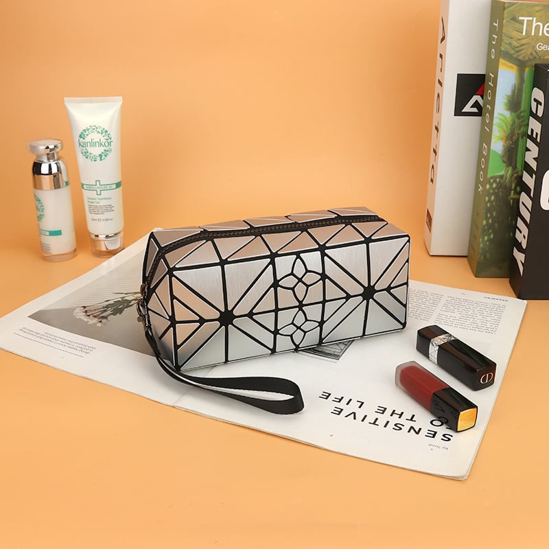 Geantă de machiaj PU - (Material PU, Formă orizontală pătrată, Închidere cu fermoar, Căptușeală din poliester)