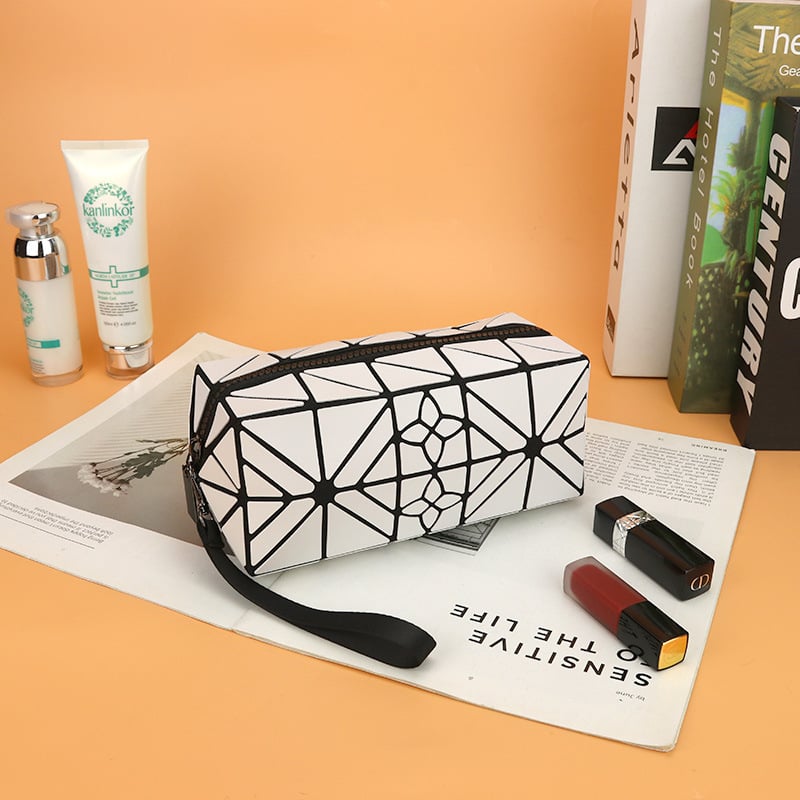 Geantă de machiaj PU - (Material PU, Formă orizontală pătrată, Închidere cu fermoar, Căptușeală din poliester)