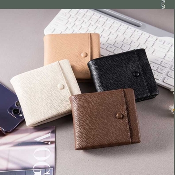 Ženski kratki mekani novčanik s 2 preklopima, PU materijal, cross-border trend stil, podstava poliester
