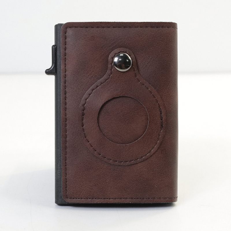 AirTag kártyatartó antitörzs védelemmel, valódi bőr (felső réteg), városi minimalista stílus, egyszínű mintázat (Anyag: Valódi bőr; Funkció: Anti-tolvaj védelem; Kompatibilitás: AirTag; Stílus: Városi minimalizmus; Minta: Egyszínű)