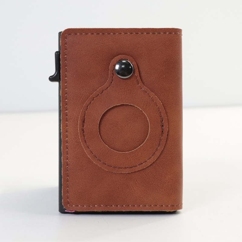 AirTag kártyatartó antitörzs védelemmel, valódi bőr (felső réteg), városi minimalista stílus, egyszínű mintázat (Anyag: Valódi bőr; Funkció: Anti-tolvaj védelem; Kompatibilitás: AirTag; Stílus: Városi minimalizmus; Minta: Egyszínű)