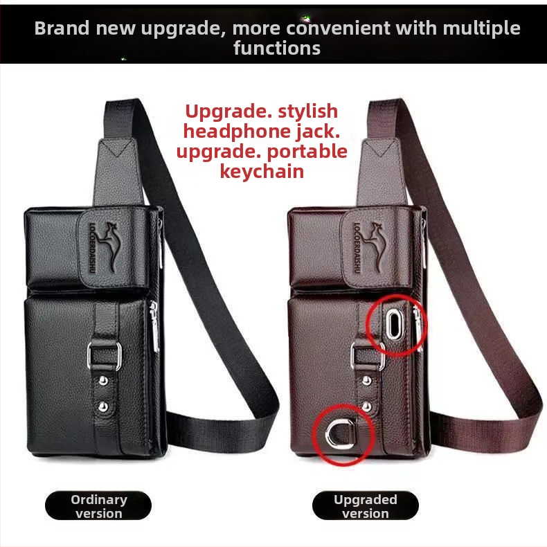 Pánska PU kožená vrecková taška, vodeodolná, polyesterová podšívka, ulicový štýl, pre služobné cesty