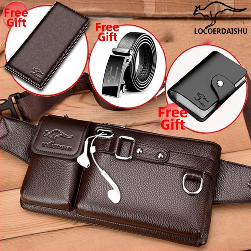 Férfi PU bőr derék táska, vízálló, poliészter bélés, utcai stílus, üzleti utazásokhoz