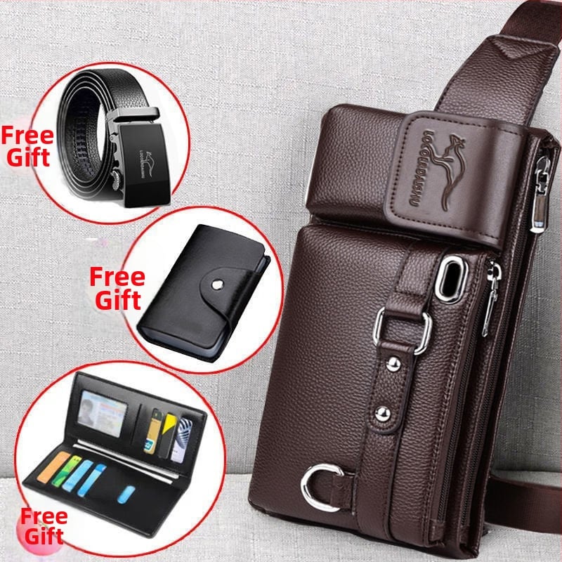 Pánska PU kožená vrecková taška, vodeodolná, polyesterová podšívka, ulicový štýl, pre služobné cesty