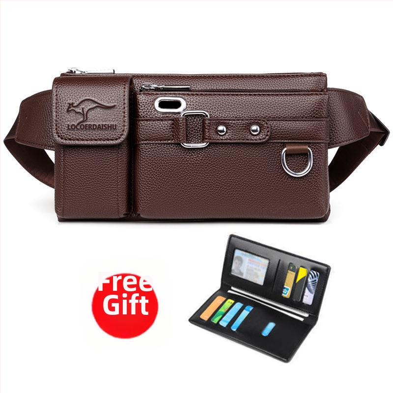 Férfi PU bőr derék táska, vízálló, poliészter bélés, utcai stílus, üzleti utazásokhoz