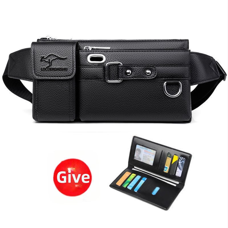 Férfi PU bőr derék táska, vízálló, poliészter bélés, utcai stílus, üzleti utazásokhoz