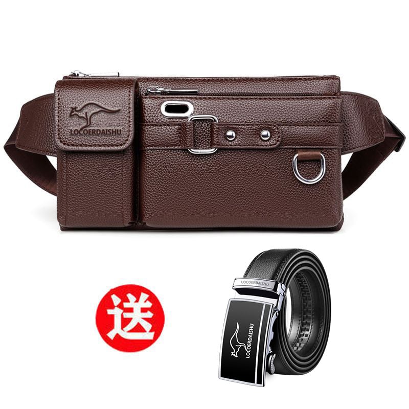 Férfi PU bőr derék táska, vízálló, poliészter bélés, utcai stílus, üzleti utazásokhoz