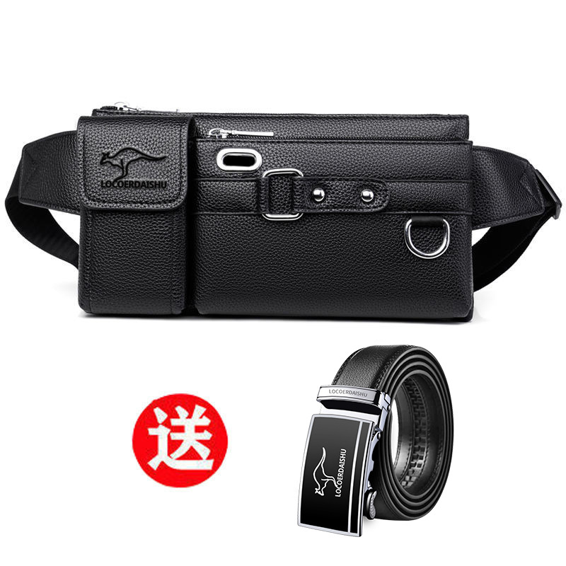 Férfi PU bőr derék táska, vízálló, poliészter bélés, utcai stílus, üzleti utazásokhoz