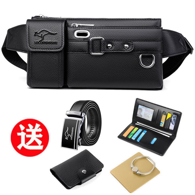 Férfi PU bőr derék táska, vízálló, poliészter bélés, utcai stílus, üzleti utazásokhoz