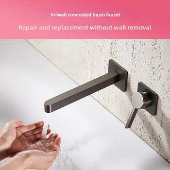 Vstavaný nástenný kohútik na umývadlo, mosadzné telo, keramický ventil, jednoručné ovládanie, 1/2 palca vstup/výstup