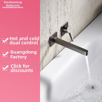 Vstavaný nástenný kohútik na umývadlo, mosadzné telo, keramický ventil, jednoručné ovládanie, 1/2 palca vstup/výstup