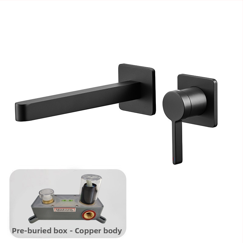 Vstavaný nástenný kohútik na umývadlo, mosadzné telo, keramický ventil, jednoručné ovládanie, 1/2 palca vstup/výstup