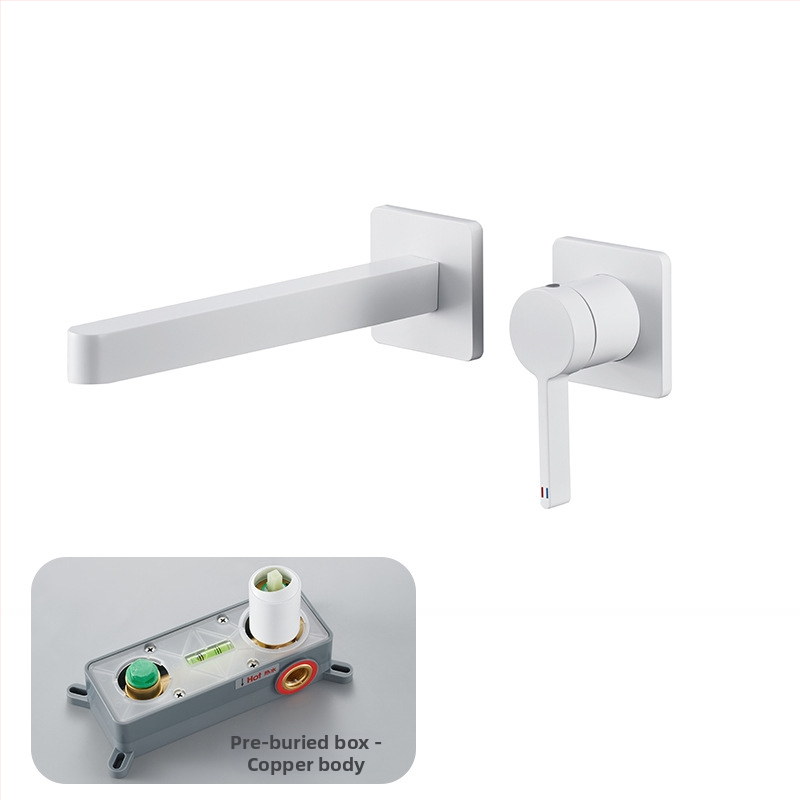 Vstavaný nástenný kohútik na umývadlo, mosadzné telo, keramický ventil, jednoručné ovládanie, 1/2 palca vstup/výstup