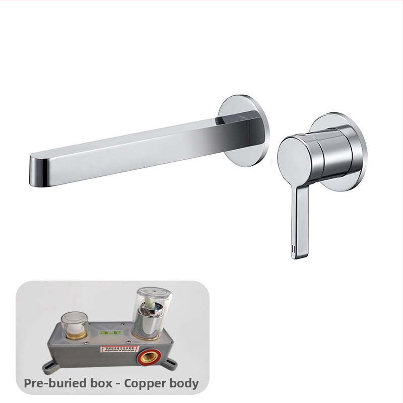 Vstavaný nástenný kohútik na umývadlo, mosadzné telo, keramický ventil, jednoručné ovládanie, 1/2 palca vstup/výstup