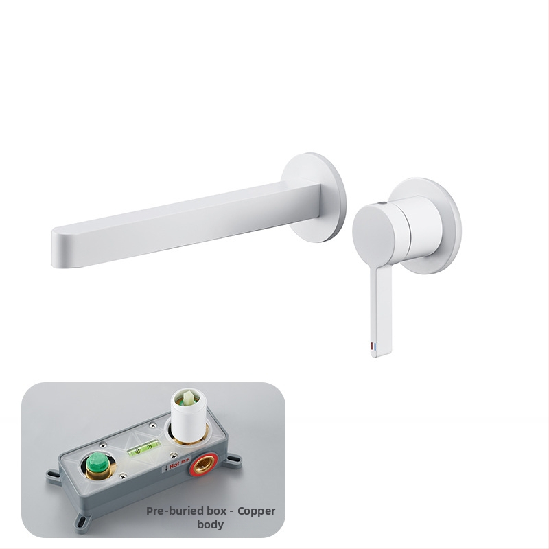 Vstavaný nástenný kohútik na umývadlo, mosadzné telo, keramický ventil, jednoručné ovládanie, 1/2 palca vstup/výstup