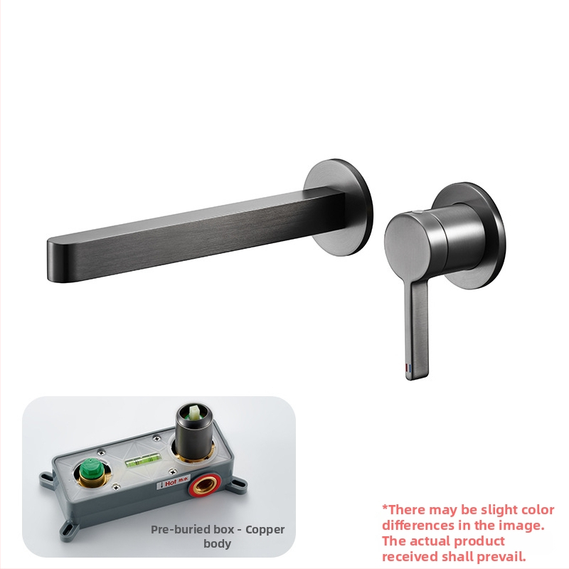 Vstavaný nástenný kohútik na umývadlo, mosadzné telo, keramický ventil, jednoručné ovládanie, 1/2 palca vstup/výstup