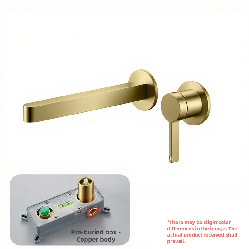 Vstavaný nástenný kohútik na umývadlo, mosadzné telo, keramický ventil, jednoručné ovládanie, 1/2 palca vstup/výstup