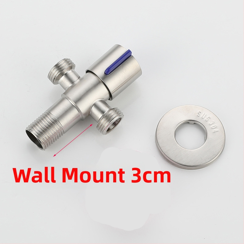 304 nerezová oceľová trojcestná uhlová ventil, 1-in 2-out, do steny, pre toaletu, ohrievač vody, kúpeľňu a kuchyňu