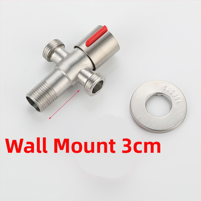 304 nehrđajući čelik trocestni kutni ventil, 1-in 2-out, ugradnja u zid, za WC, bojler, kupaonicu i kuhinju