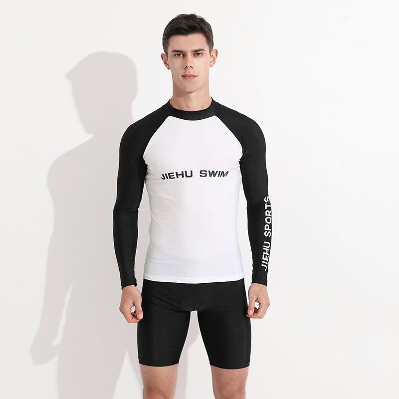 Costum de baie pentru bărbați cu mâneci lungi, uscare rapidă și protecție UV, set din două piese, material poliester-elastan (80–90% elastan), căptușeală poliester-elastan, 400 g