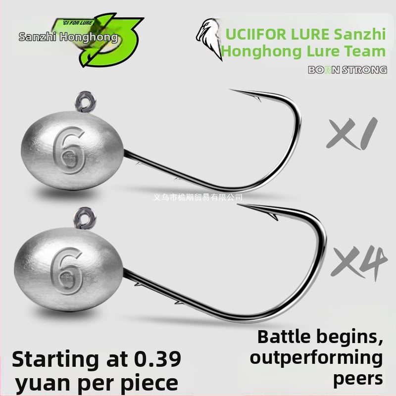 Cârlig de pescuit cu cap de plumb și design cu două fețe în spate