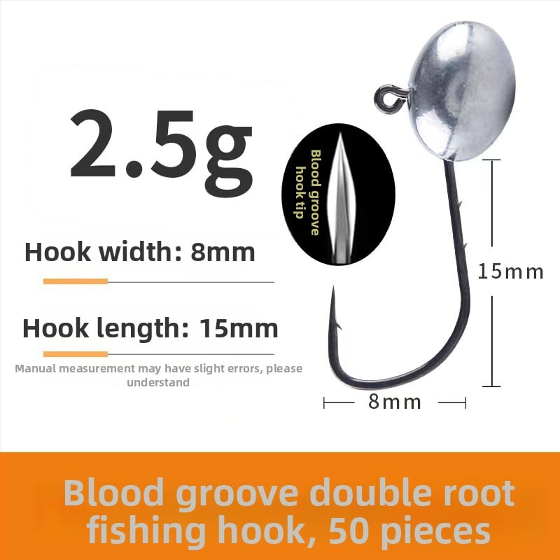 Cârlig de pescuit cu cap de plumb și design cu două fețe în spate