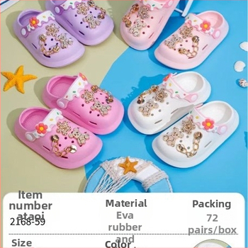 Sandale EVA pentru bebeluți și copii, unisex, talpă moale anti-alunecare, purtare în două moduri, design cu găuri de tip desen animat, stil Baotou, primăvara 2025