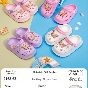 Sandale EVA pentru bebeluți și copii, unisex, talpă moale anti-alunecare, purtare în două moduri, design cu găuri de tip desen animat, stil Baotou, primăvara 2025