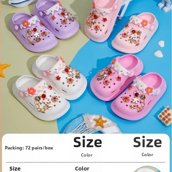 Sandale EVA pentru bebeluți și copii, unisex, talpă moale anti-alunecare, purtare în două moduri, design cu găuri de tip desen animat, stil Baotou, primăvara 2025