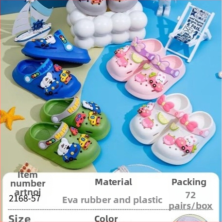 Sandale EVA pentru bebeluți și copii, unisex, talpă moale anti-alunecare, purtare în două moduri, design cu găuri de tip desen animat, stil Baotou, primăvara 2025