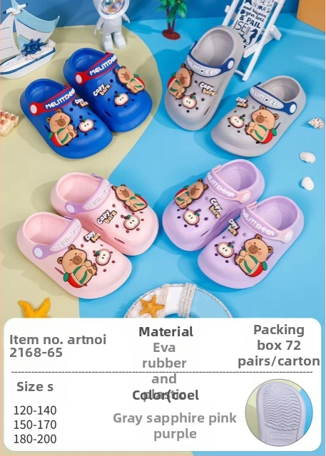 Sandale EVA pentru bebeluți și copii, unisex, talpă moale anti-alunecare, purtare în două moduri, design cu găuri de tip desen animat, stil Baotou, primăvara 2025