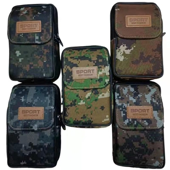 Férfi övtáska, Oxford anyag, terheléscsökkentés, vízszintes vagy függőleges négyszög alakú forma, bélés szintetikus bőrrel, irodalmi-nemzeti stílus