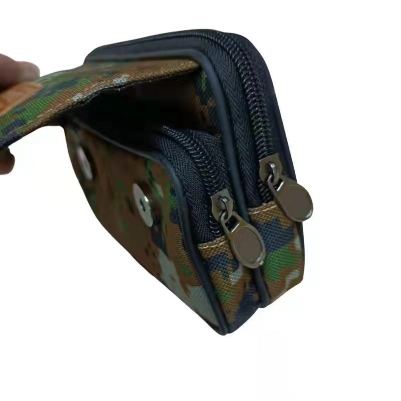 Férfi övtáska, Oxford anyag, terheléscsökkentés, vízszintes vagy függőleges négyszög alakú forma, bélés szintetikus bőrrel, irodalmi-nemzeti stílus