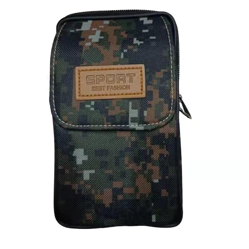 Férfi övtáska, Oxford anyag, terheléscsökkentés, vízszintes vagy függőleges négyszög alakú forma, bélés szintetikus bőrrel, irodalmi-nemzeti stílus