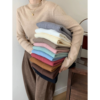 Γυναικεία χαλαρή ζακέτα-pullover με ημι‑ψηλό λαιμό, μακριά μανίκια, ανάμειξη βισκόζη-πολυεστέρ, πλεκτό σχέδιο, φθινοπωρινό-χειμερινό 2024