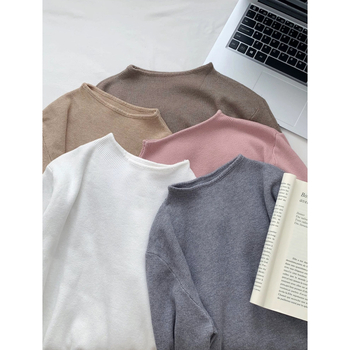 Γυναικεία χαλαρή ζακέτα-pullover με ημι‑ψηλό λαιμό, μακριά μανίκια, ανάμειξη βισκόζη-πολυεστέρ, πλεκτό σχέδιο, φθινοπωρινό-χειμερινό 2024