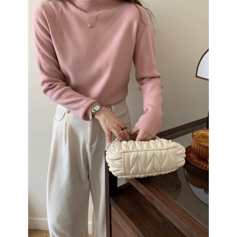 Γυναικεία χαλαρή ζακέτα-pullover με ημι‑ψηλό λαιμό, μακριά μανίκια, ανάμειξη βισκόζη-πολυεστέρ, πλεκτό σχέδιο, φθινοπωρινό-χειμερινό 2024