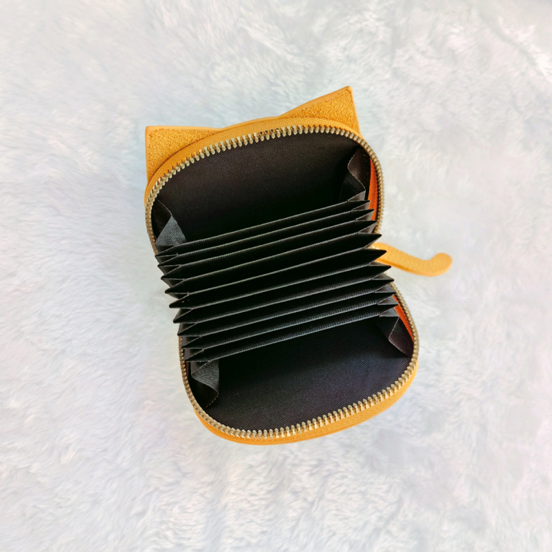 Kožni novčanik za kartice i novčiće, mačji uzorak, 1 preklop, svjež i sladak stil