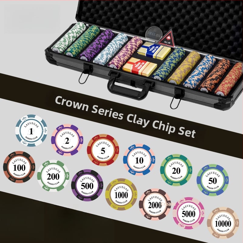 Комплект глинени покер чипове за Тексас Холдем с алуминиев кейс, от неръждаема стомана, правоъгълен дизайн, модел YTH960467850261