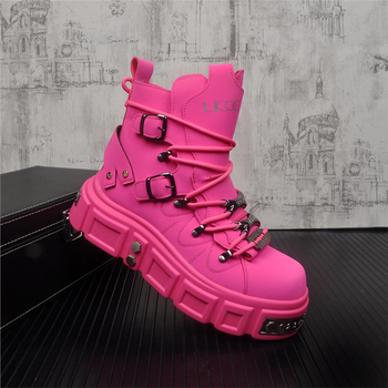 Férfi Martin csizma, felső rész valódi bőr, gumitalp, hip-hop/munkás stílus, 18–40 éves korosztály