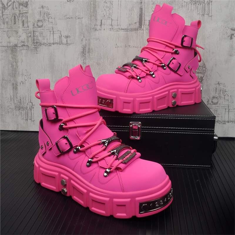 Férfi Martin csizma, felső rész valódi bőr, gumitalp, hip-hop/munkás stílus, 18–40 éves korosztály