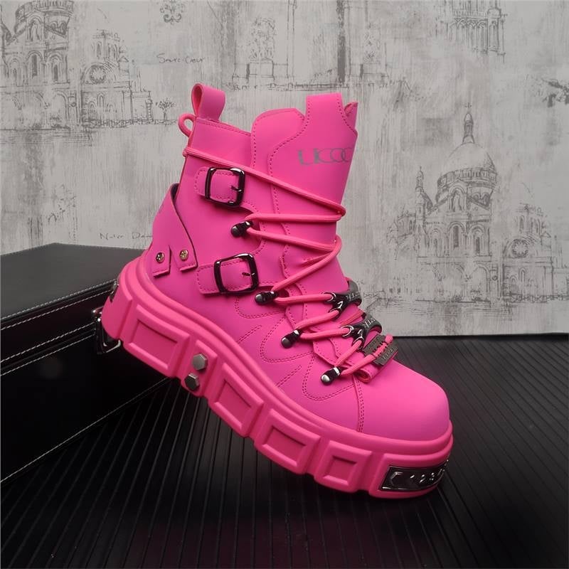 Férfi Martin csizma, felső rész valódi bőr, gumitalp, hip-hop/munkás stílus, 18–40 éves korosztály