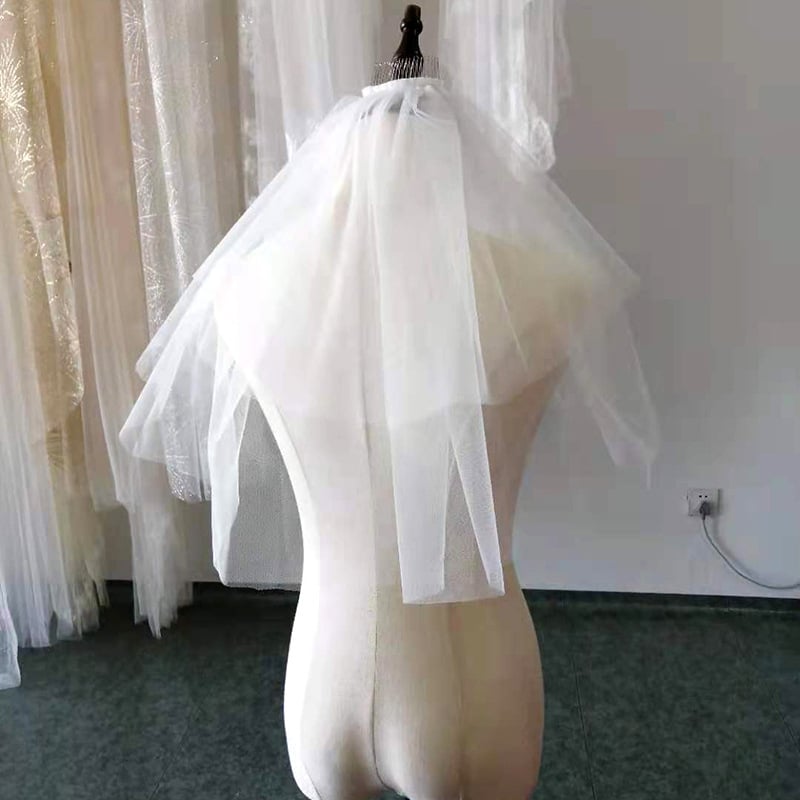 Νυφικός πέπλος, διπλού στρώματος απαλό διχτυωτό ύφος, πολυεστερικό νήμα, ατομική συσκευασία, δυνατότητα προσαρμογής