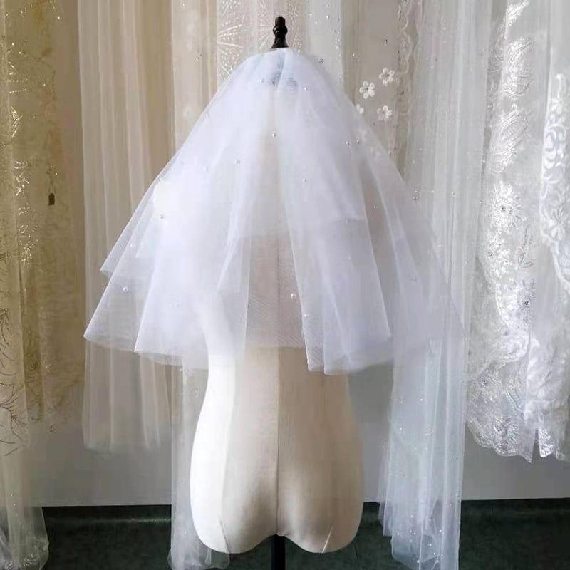 Νυφικός πέπλος, διπλού στρώματος απαλό διχτυωτό ύφος, πολυεστερικό νήμα, ατομική συσκευασία, δυνατότητα προσαρμογής