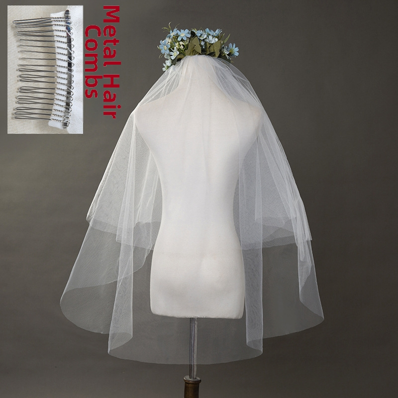 Νυφικός πέπλος, διπλού στρώματος απαλό διχτυωτό ύφος, πολυεστερικό νήμα, ατομική συσκευασία, δυνατότητα προσαρμογής