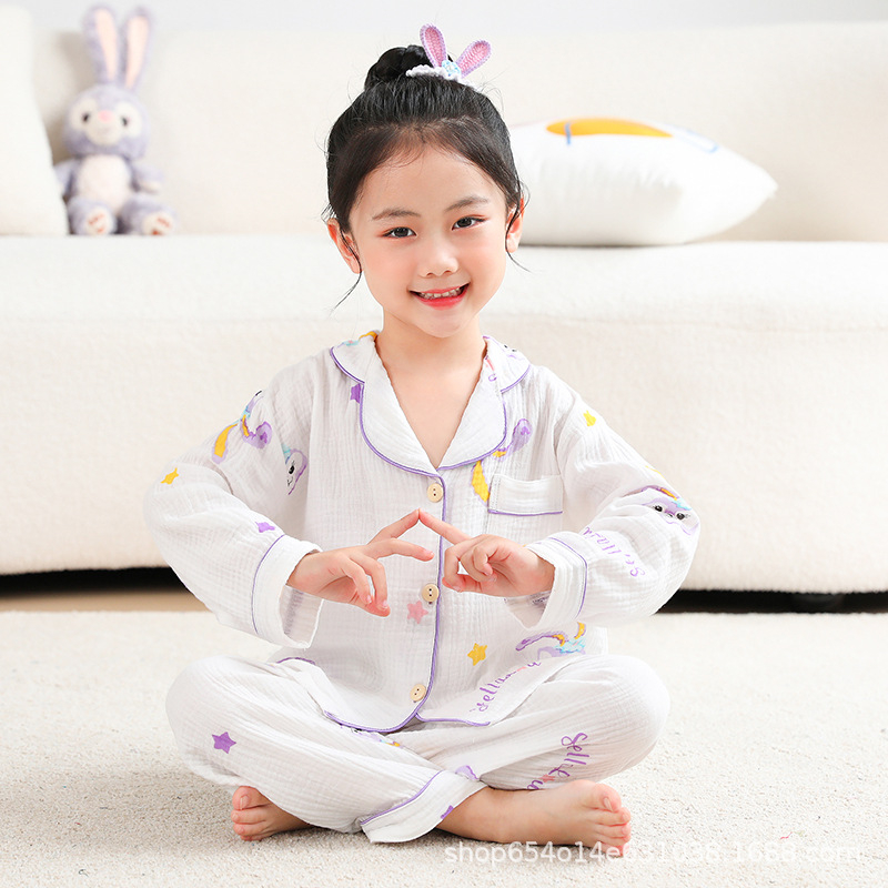 Pijamale de vară pentru copii, din bumbac 100%, unisex, ușoare, cu model desen animat, material ce evacuează umezeala