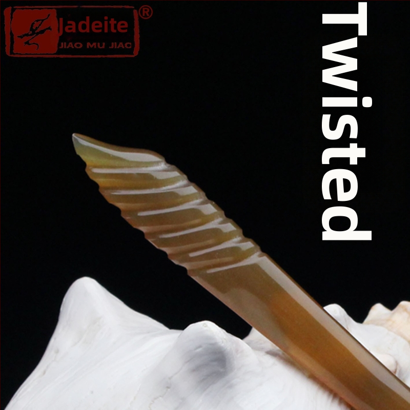 Щипка за коса от рог на як, ръчно издялана в етнически стил за дами, класическа