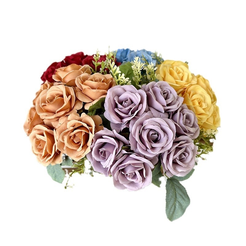 7‑fejű kézzel tartott rózsák esküvői fotózáshoz – rekvizit | Márka: Quanyi flowers; Anyag: Pan fabric; Fajta: Rose