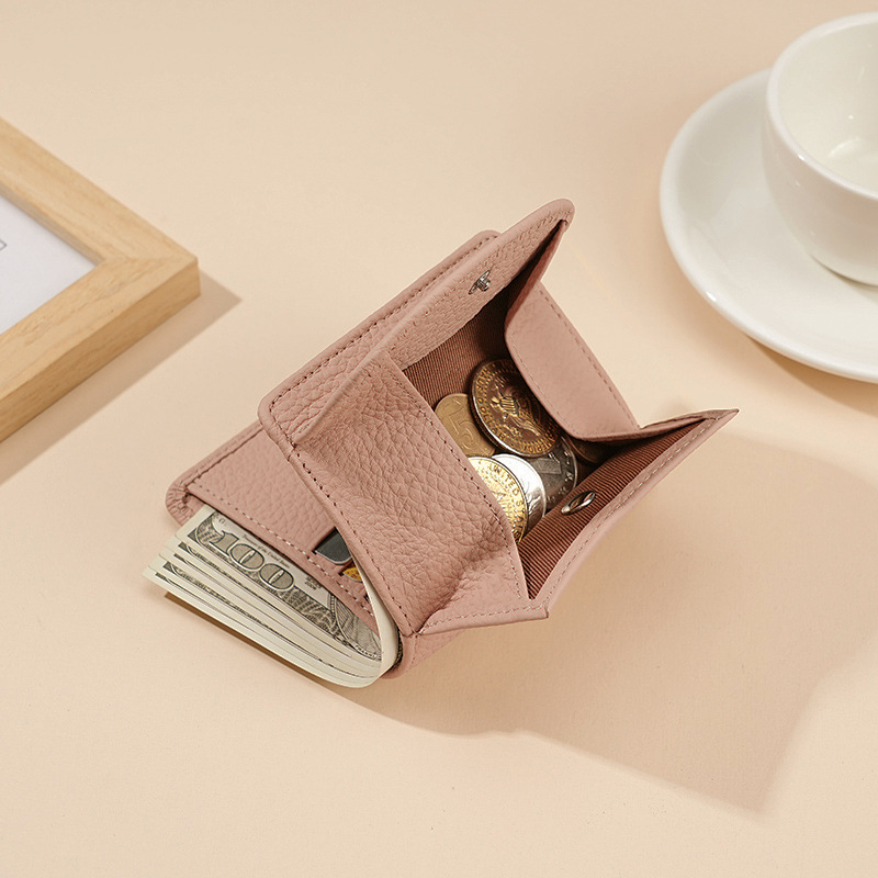 Portofel femei din piele naturală cu protecție RFID, model lychee, stil japonez, ultraușor, căptușeală din microfibră, compartimente extensibile